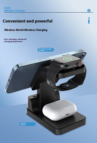 Magnetic Three-in-one 15W Wireless Charger With Clock