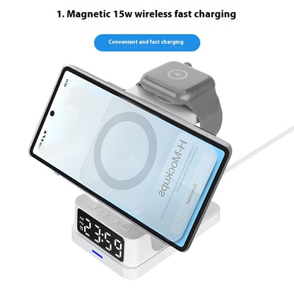 Magnetic Three-in-one 15W Wireless Charger With Clock