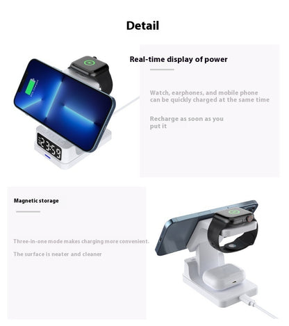 Magnetic Three-in-one 15W Wireless Charger With Clock