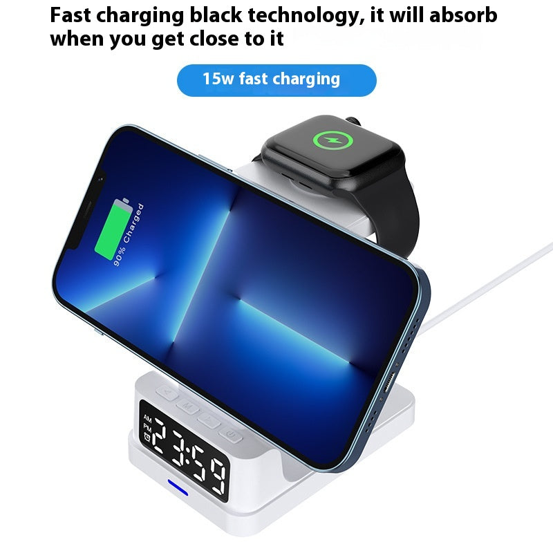 Magnetic Three-in-one 15W Wireless Charger With Clock