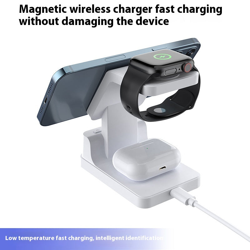 Magnetic Three-in-one 15W Wireless Charger With Clock