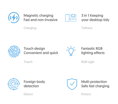 4 In 1 Magnetic Wireless Charger Fast Charging For Smart Phone Atmosphere Light Charging Station For Airpods Pro I-phone Watch