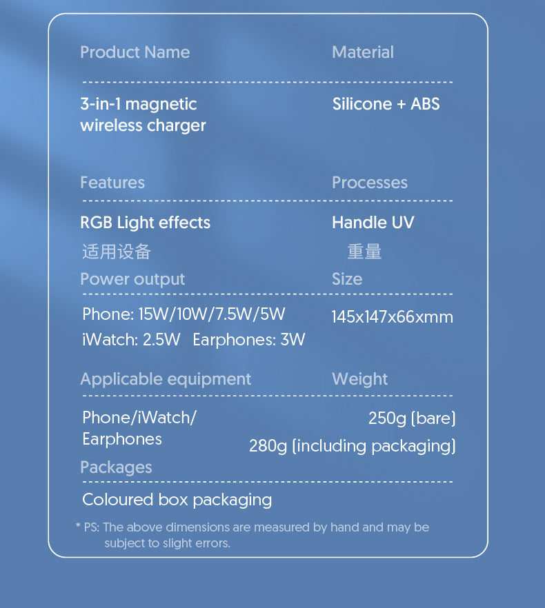 4 In 1 Magnetic Wireless Charger Fast Charging For Smart Phone Atmosphere Light Charging Station For Airpods Pro I-phone Watch