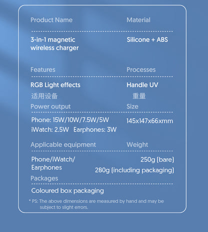 4 In 1 Magnetic Wireless Charger Fast Charging For Smart Phone Atmosphere Light Charging Station For Airpods Pro I-phone Watch