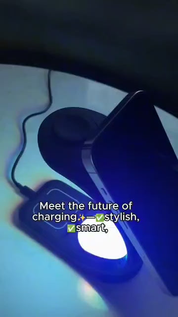 4 In 1 Magnetic Wireless Charger Fast Charging For Smart Phone Atmosphere Light Charging Station For Airpods Pro I-phone Watch